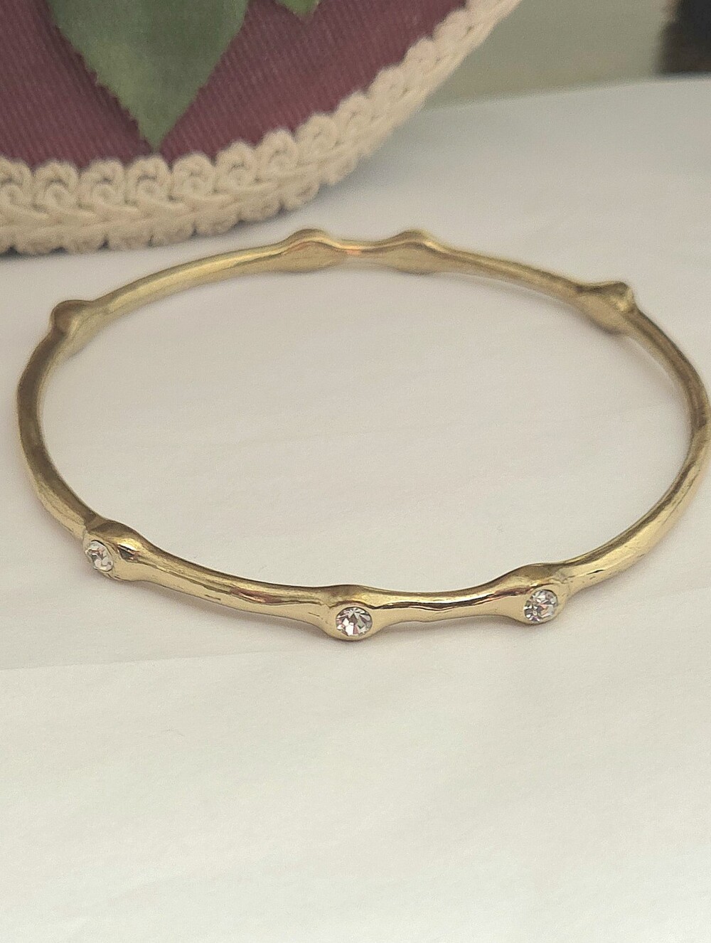 Gold Plated Crystal Bangle Bracelet Stackable Crystal Bracelet